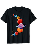 Men's T-Shirt Colorful Planets Floating In Space With Starry Galaxy Background Planets