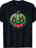 Men's T-Shirt Colorful Halloween Party Face On Juicy Watermelon Pumpkin