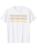 Men's T-Shirt Woods Hole Minimal Repeated Gold Lettering Design Featuring Bold Letter T Shirt