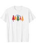 Men's T-Shirt Colorful Trees With Mountains Under Bright Blue Sky Forest