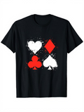 Men's T-Shirt Splattered Red And White Playing Card Suits On Classic T Shirt