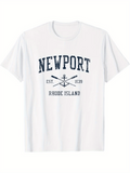 Men's T-Shirt Newport Rhode Island With Vintage Oars And Rowboat Emblem