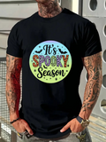 Men's T-Shirt Its Spooky Season Colorful Letters Bats And Moonlit Halloween Phrase
