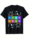 Men's T-Shirt Colorful Chemistry Elements With Laboratory Glassware And Tools Science Teacher