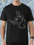 Men's T-Shirt Minimalist Line Drawing Featuring Bold Outlined Abstract Dog Portrait