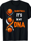 Men's T-Shirt Basketball Its In My DNA Swirling Double Helix With Bold Orange Basketball