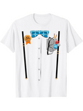 Men's T-Shirt Plaid Blue Bowtie With Glasses And Nerdy Accessories Shirt