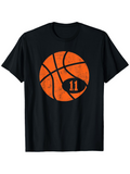 Men's T-Shirt Distressed Orange Basketball With Number Eleven Centered Design Basketball