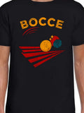 Men's T-Shirt Bocce Retro Style Red Stripes With Two Rolling Bocce Balls