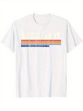 Men's T-Shirt Colorful Stripes With Bold Inspirational Summer Statement Shirt