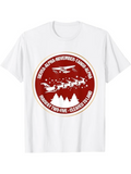 Men's T-Shirt Sierra Alpha November Tango Alpha Runway Twenty Five Cleared To Land With Santa Sleigh Over Mountains