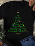Women's T-Shirt Christmas Tree Wording With Faithful Phrases Glowing Star Evergreen Holiday Spirit