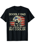 Men's T-Shirt Doodle Dad Patriotic Dog With American Flag Background Shirt