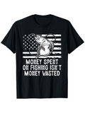 Men's T-Shirt Money Spent On Fishing Isnt Money Wasted American Flag With Jumping Fish