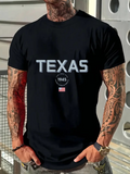 Men's T-Shirt Bold White Letters With Small Flag Under Texas Text