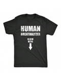 Men's T-Shirt Human Breathalyzer Bold White Text With Downward Arrow Graphic T Shirt