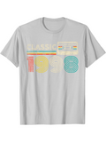 Men's T-Shirt Classic Retro Style With Colorful Striped Tape Deck Design Number