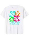 Men's T-Shirt Turks And Caicos Bright Tropical Flowers With Vibrant Colored Hibiscus Blossom