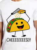 Men's T-Shirt Cheese Grated Over Smiling Taco With Raised Arms