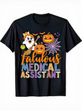 Men's T-Shirt Fabulous Medical Assistant With Halloween Pumpkins And Cute Spooky Ghost