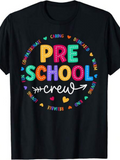 Men's T-Shirt Preschool Crew Bright Lettering With Colorful Hearts And Arrow Motif T Shirt