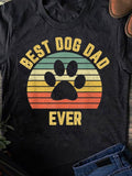 Men's T-Shirt Best Dog Dad Ever Retro Striped Background With Large Black Paw Print
