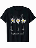 Men's T-Shirt Faith Hope Love With Daisy Flowers And Cancer Awareness Ribbon