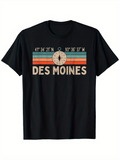 Men's T-Shirt Des Moines Retro Coordinates With Vintage Compass Graphic