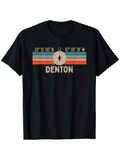 Men's T-Shirt Retro Striped Coordinates With Compass And Denton Lettering