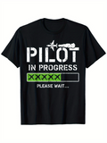 Men's T-Shirt Pilot In Progress Loading Bar With Military Aircraft