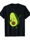 Men's T-Shirt Cheerful Cartoon Character Avocado Dancing With Joyful Expression Avocado