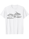 Men's T-Shirt Up North Wolf Snowy Landscape With Sled And Pine Trees
