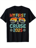 Men's T-Shirt My First Cruise 2025 Vibrant Sunset Reflections With Anchors Sunglasses
