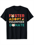 Men's T-Shirt Foster Adopt Volunteer Donate With Colorful Letters Cute Animals Design