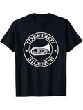 Men's T-Shirt Destroy Silence Marching Band Tuba Surrounded By Circular Stars Design