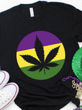 Men's T-Shirt Bold Rasta Colors Overlapping Leaf In Circular Graphic Centerpiece Leaf