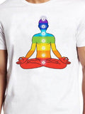 Men's T-Shirt Colorful Chakra Energy Flow Sitting Meditating Person