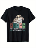 Men's T-Shirt Bunnies The Elements Of Happiness Scientific Symbols Under Cute Fluffy Rabbit