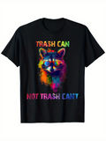 Men's T-Shirt Trash Can Not Trash Cant Vibrant Multicolor Smoke With Sunglasses Wearing Raccoon Face