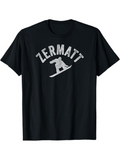 Men's T-Shirt Zermatt Snowboarding Figure In Gray With Curved Uppercase Letters
