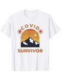 Men's T-Shirt Covid Survivor Sunset Mountains With Sun And Orange Gradients