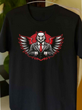 Men's T-Shirt Sharp Dressed Owl With Red And Black Stylized Wings