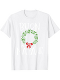 Men's T-Shirt Classic Green Laurel With Red Festive Ribbon Holiday Wreath