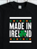 Men's T-Shirt Made In Ireland Green Shamrock Surrounded By Orange And Green Stars