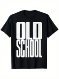 Men's T-Shirt Old School Bold Block Letters On Black Shirt