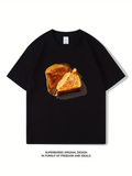 Men's T-Shirt Melted Golden Cheese Filling Inside Grilled Sandwich Bread Toast