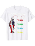 Men's T-Shirt Patriotic Fish With Colorful Repeated Fishing Text Under Fishing Hook