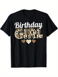 Men's T-Shirt Birthday Girl Leopard Print With Gradient Hearts Girl