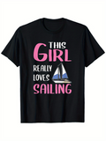 Men's T-Shirt This Girl Really Loves Sailing With Colorful Boat Illustration