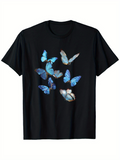 Men's T-Shirt Blue Winged Butterflies Flying Over Gentle Midnight Breeze Butterfly